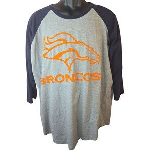 Denver Broncos Magic Raglan T-Shirt XXL Cotton Gray & Navy